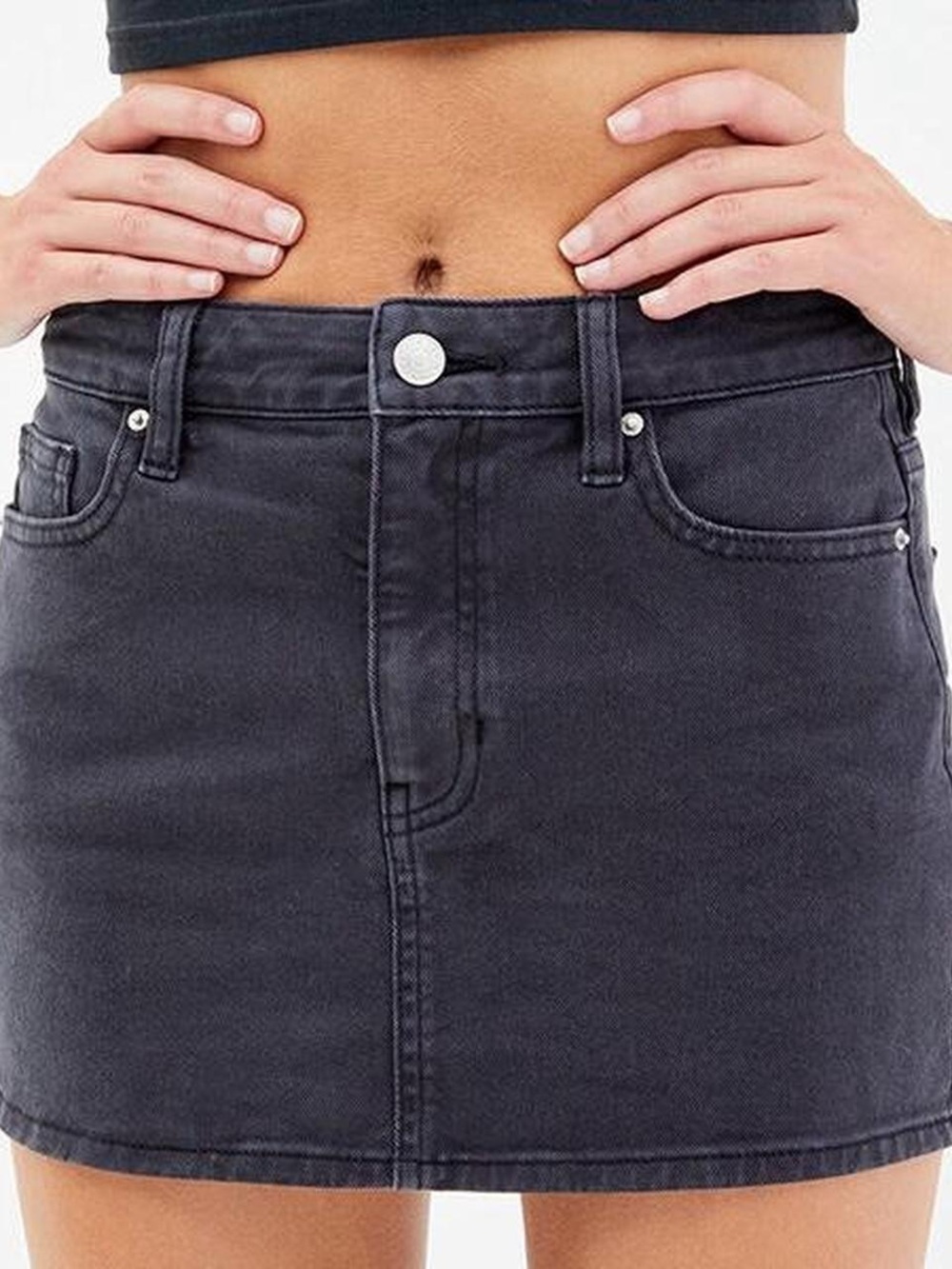 PacSun Black Washed Denim Mini Skirt